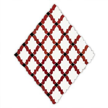 Mosaic House Moroccan tile Darj 26-7-6 Black,   Red,   Polar White,    solid zellige, mosaic, zellij, field, pattern, glaze, classic 